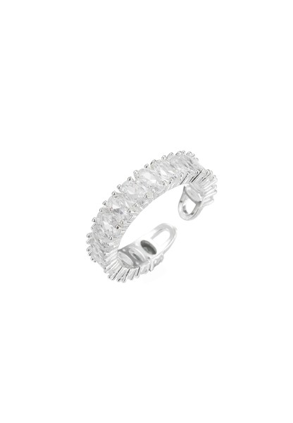 Leslii Ring Glitzer Glassteine Silber