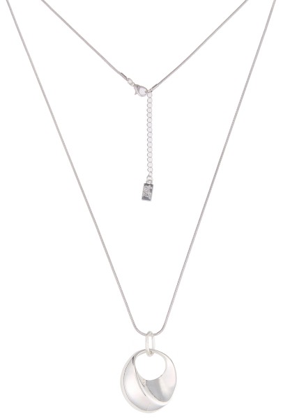 Leslii Damen-Kette Glanz Oval lange Halskette silberne Modeschmuck-Kette Schlangenkette in Silber
