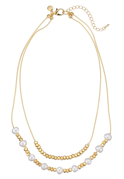 Leslii Kurze Kette Layering Pearls | Gold