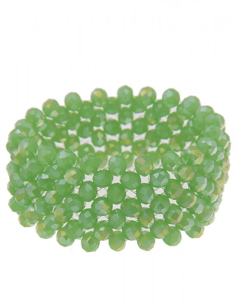 Leslii Damen-Armband Statement-Armband Glitzer-Armreif Glas-Perlen Modeschmuck-Armband Grün