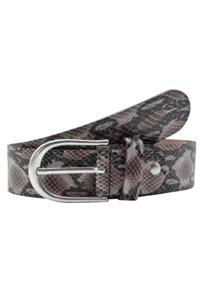 Leslii Premium Gürtel echter Leder-Gürtel Snake Animal-Print brauner Gürtel Breite 4cm Nappaleder Ta