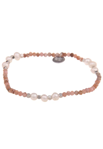 Leslii Damen-Armband Tessa Natursteine Stein-Armschmuck Perle Modeschmuck-Armband Silber Braun