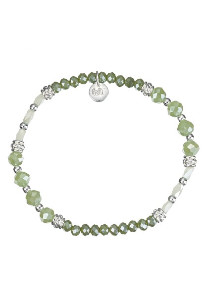 Leslii Damen-Armband Kiara Kristall Glasperlen dehnbar Khaki Grün