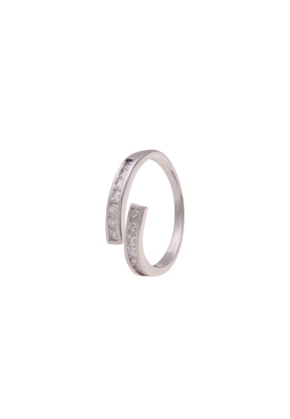 Leslii Damen-Ring Strass-Ring Glitzer silberner Modeschmuck-Ring Silber Weiß