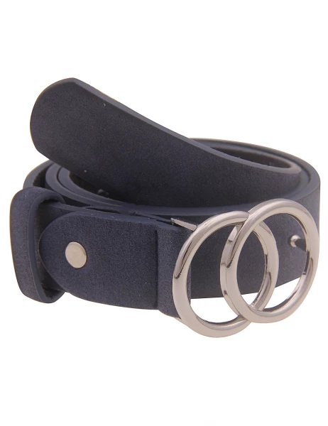 -50% SALE Leslii Damen-Gürtel Doppel-Ring dunkelblauer Gürtel Steck-Schließe Breite 3cm Blau