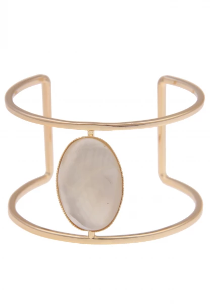 -50% SALE Leslii Armband Armreif XXL Oval-Look in Gold Weiß