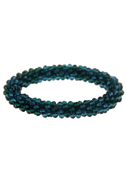 Leslii Damen-Armband Klara Kristallkorn Glasperlen-Armband Modeschmuck-Armband dehnbar Petrol Blau
