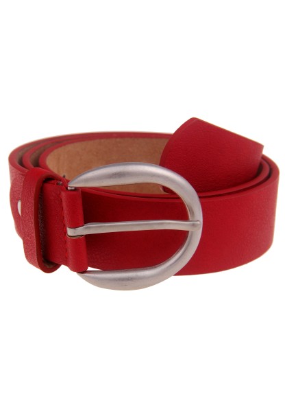 Leslii Damen-Gürtel einfarbiger Gürtel Uni roter Gürtel Basic-Gürtel Breite 3,5cm in Rot Silber