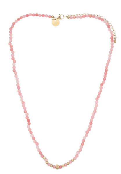 Leslii Kurze Kette Natursteine Rosa Pink