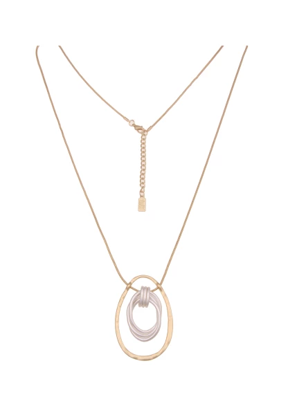 Leslii Damen-Kette Bicolor Matt Oval lange Halskette Modeschmuck-Kette in Gold Silber