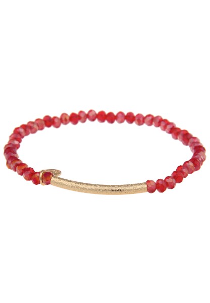 Leslii Damen-Armband Kim Kristall Glasperlen-Armband Modeschmuck-Armband dehnbar Rot