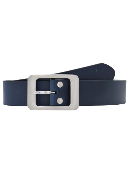 Leslii Gürtel echter Leder-Gürtel Rindsleder Basic dunkelblauer Gürtel Breite 4cm Navy Silber Blau