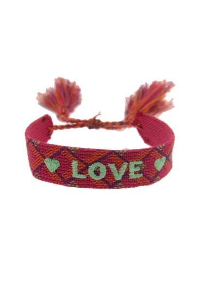 -50% SALE Leslii Damen-Armband Festival Herz Love-Schriftzug Pink Orange