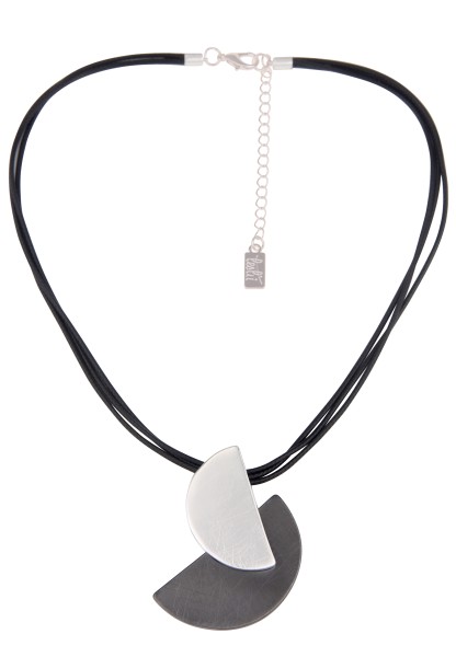 Leslii kurze Halskette mit Halbkreisen in Schwarz Grau