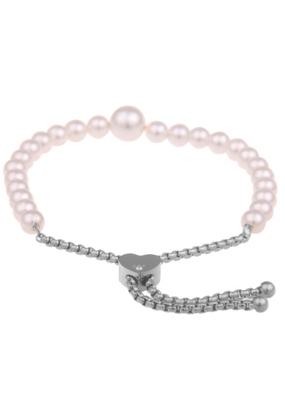 Leslii Damen-Armband Premium-Armband weißes Perlen-Armband Modeschmuck in Silber Weiß