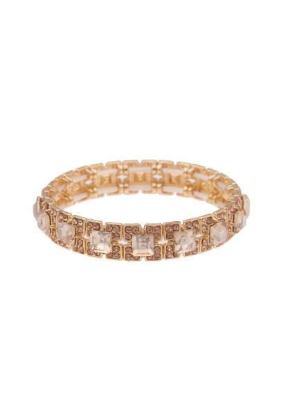 Leslii Damen-Armband Glitzer-Armband Quadrate Armreif Armschmuck Modeschmuck-Armband Gold