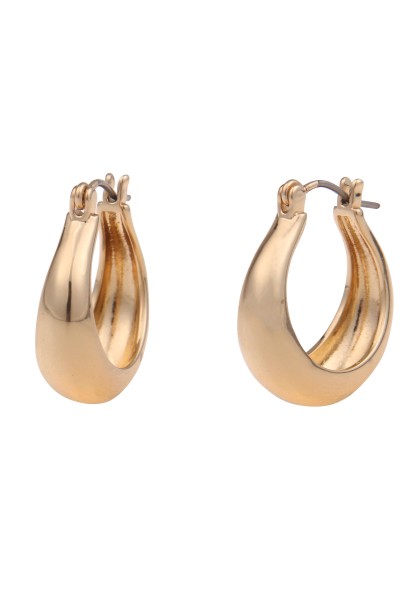 Leslii Damen-Ohrringe Creolen im Glanz-Look goldene Modeschmuck-Ohrringe in Gold