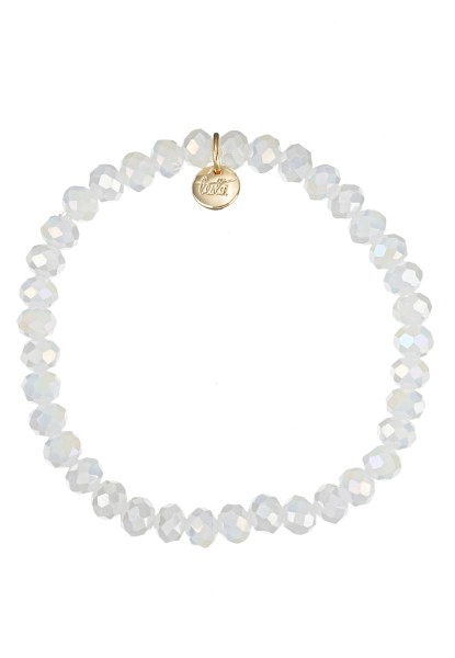 Leslii Damen-Armband Kate Kristall Glasperlen dehnbar Weiß