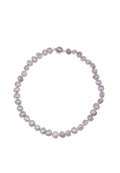 -50% SALE Leslii Damen-Kette graue Perlen-Kette kurze Halskette Perlen Natur Collier in Grau