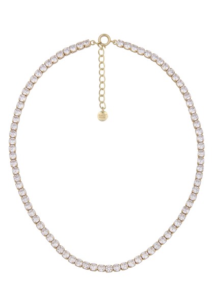 Leslii Kurze Halskette Strass-Steine Sparkles Damen Halskette Modeschmuck Gold Weiß