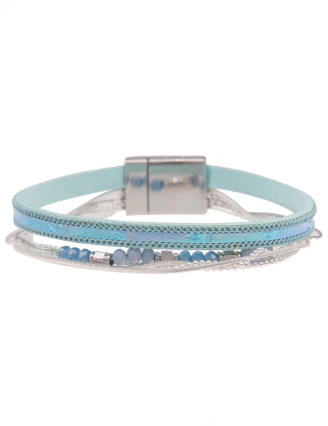 -50% SALE Leslii Armband Metallic Glasperlen in Silber Blau