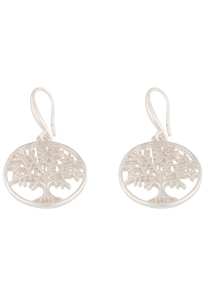 Leslii Damen-Ohrring Ohrhänger Lebensbaum-Anhänger silberne Modeschmuck-Ohrringe in Silber