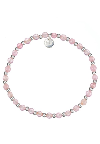 Leslii Armband Stein Kugeln Stretch in Silber Rosa