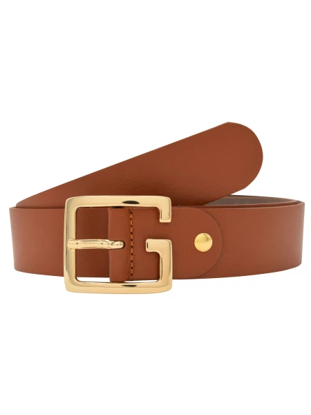 Leslii Premium Gürtel echter Leder-Gürtel brauner Gürtel 4cm Kalbs-Nappaleder Narbung Cognac Eisgold