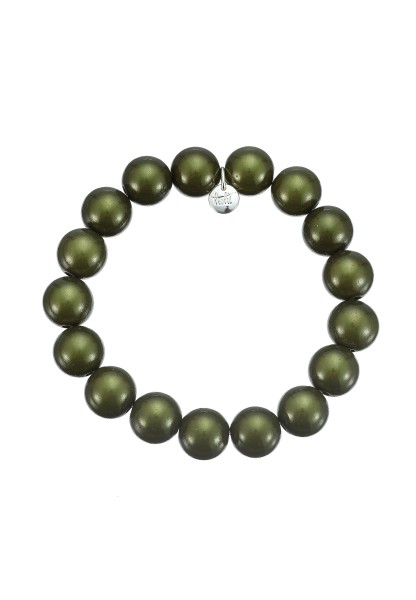 Leslii Reflective Pearl Perlen-Armband Magic 3D-Effekt Ø 12mm Khaki