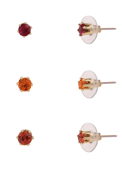 Leslii Damen-Ohrringe Ohrstecker im 3er Set Modeschmuck-Ohrringe Ohrschmuck Gold Pink Orange