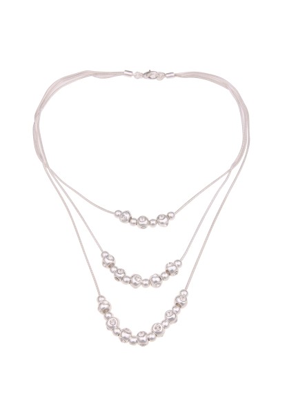 -50% SALE Leslii Kurze Halskette Statement Collier in Silber Weiß