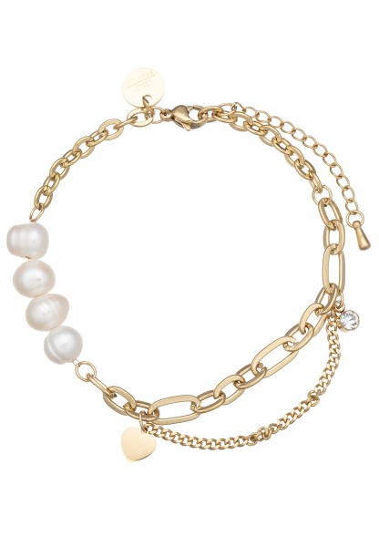 Leslii Perlen-Armband Herz in Gold