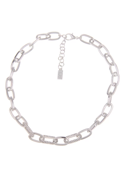 Leslii Kurze Halskette Strass Glieder Collier Silber