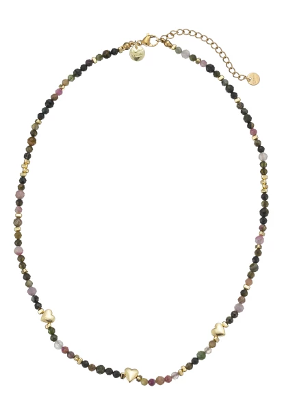 Leslii Kurze Halskette Kristall Herz-Kette 14k Gold Multi