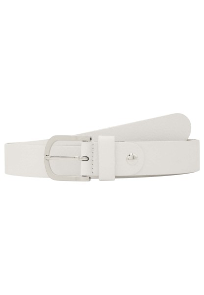 Leslii Premium Gürtel echter Leder-Gürtel 3cm weißer Gürtel Kalbs-Nappaleder Narbung Weiß Silber