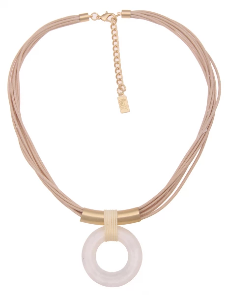 Leslii Kurze Halskette Muster Ring in Beige Weiß