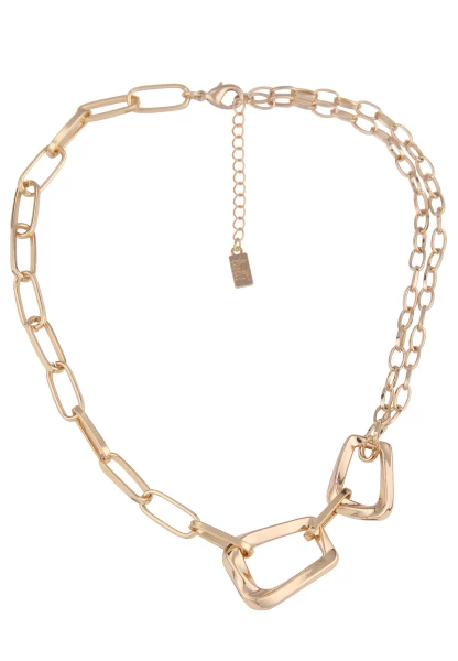 Leslii Damen-Kette Statement-Glieder Glieder-Kette kurze Halskette goldene Modeschmuck-Kette Gold