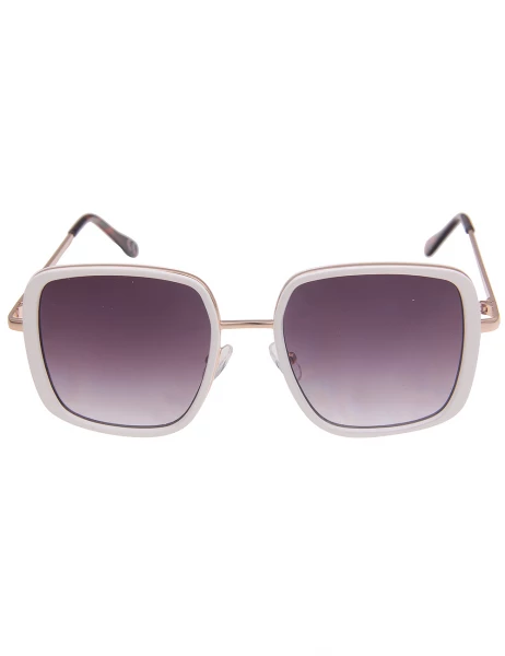 Leslii Sonnenbrille Square Look Eckig Damen Sunglasses Designerbrille in Weiß Gold