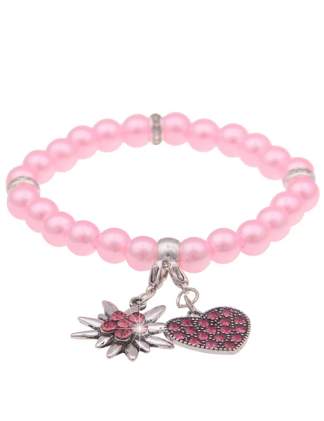 -50% SALE Leslii Armband Heidi Perlen Edelweiß Herz in Pink