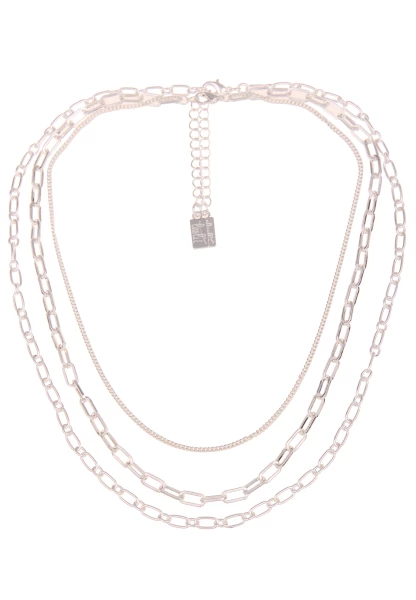 Leslii Damen-Kette Statement Panzer-Kette Layering Glieder-Kette silberne Modeschmuck-Kette Silber