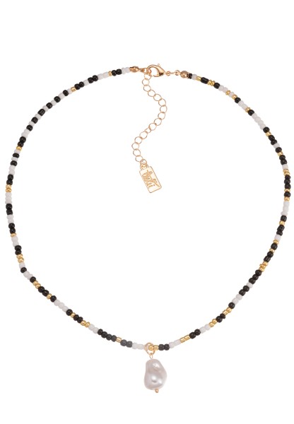 Leslii Perlenkette mit Süßwasserperle Glasperlen Damen Kette