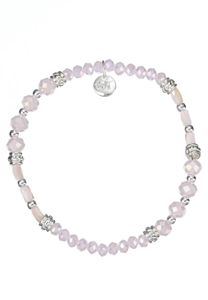 Leslii Damen-Armband Kiara Kristall Glasperlen dehnbar Rosa