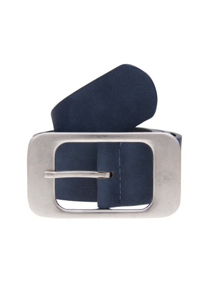 Leslii Damen-Gürtel Uni Basic-Gürtel blauer Gürtel Statement Schnalle Breite 4cm Silber Blau