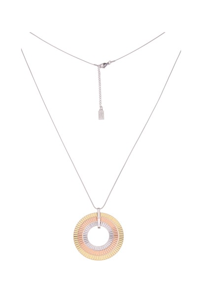 -50% SALE Leslii Lange Halskette Tricolor Ringe in Silber, Rosé und Gold