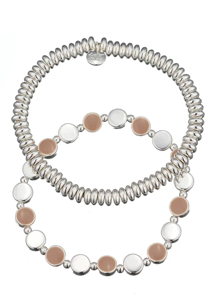 Leslii Armband Set Metallringe und Scheiben | Silber