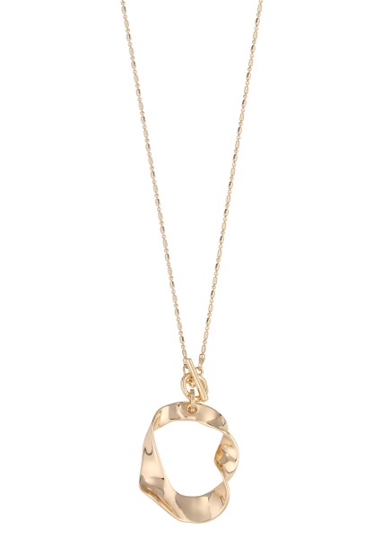 Leslii Lange Halskette mit Goldenem Swing-Anhänger Statement Kette Halskette Länge 90cm T-Schließe
