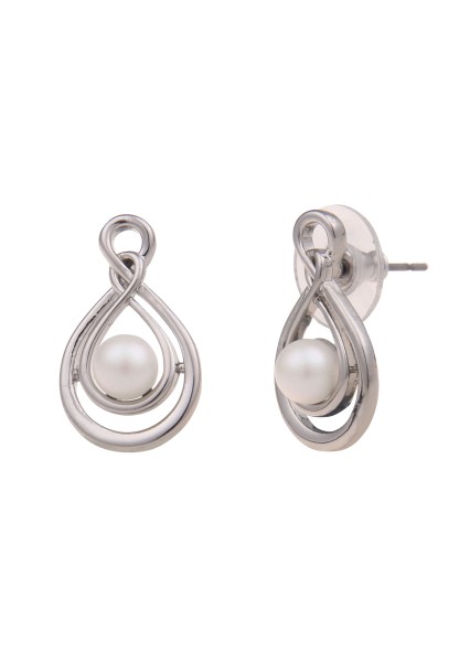 Leslii Damen-Ohrringe Birte Ohrhänger Tropfen Perlen Modeschmuck-Ohrringe Silber Hochglanz