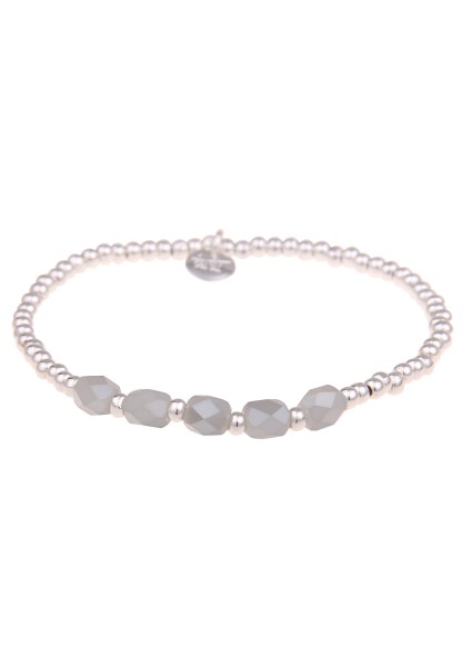 Leslii Damen-Armband Konny Kristall Glasperlen-Armband Modeschmuck-Armband dehnbar Grau
