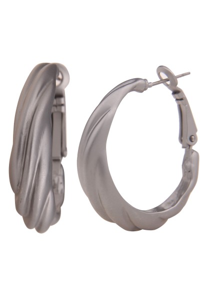 Leslii Damen-Ohrringe Creolen Muster Matt-Look silberne Modeschmuck-Ohrringe in Silber