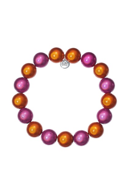 Leslii Reflective Pearl Perlen-Armband Magic 3D-Effekt Ø 12mm Pink Orange